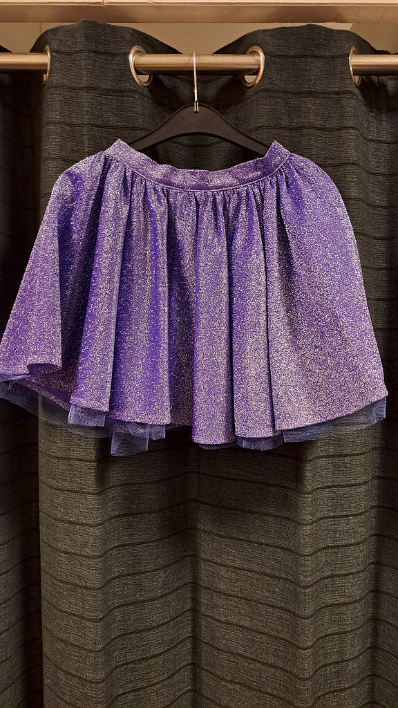 Korte paarse glitter rok