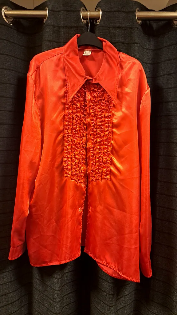 Oranje 70ties blouse met rouzels
