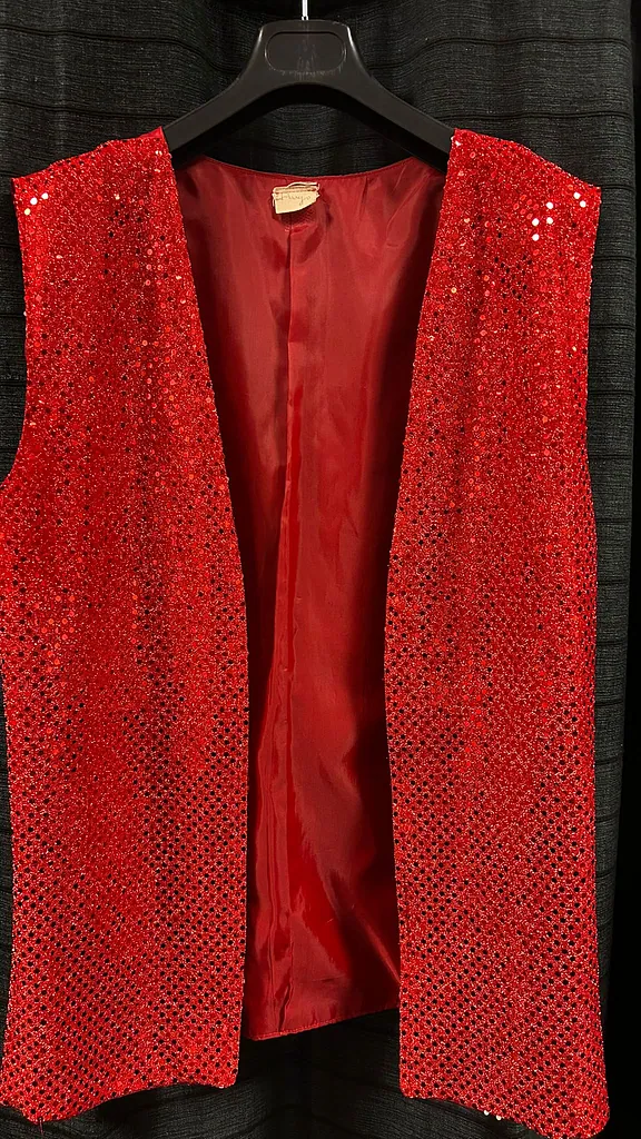 Rood gilet pailletten 