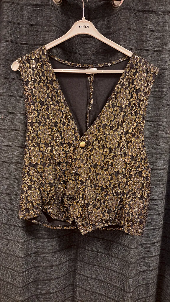Goud zwart gebloemd gilet