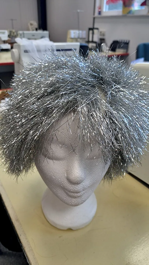 Zilver glitter disco pruik