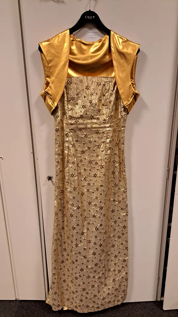 Gouden galajurk met bolero, foto 1 van 2